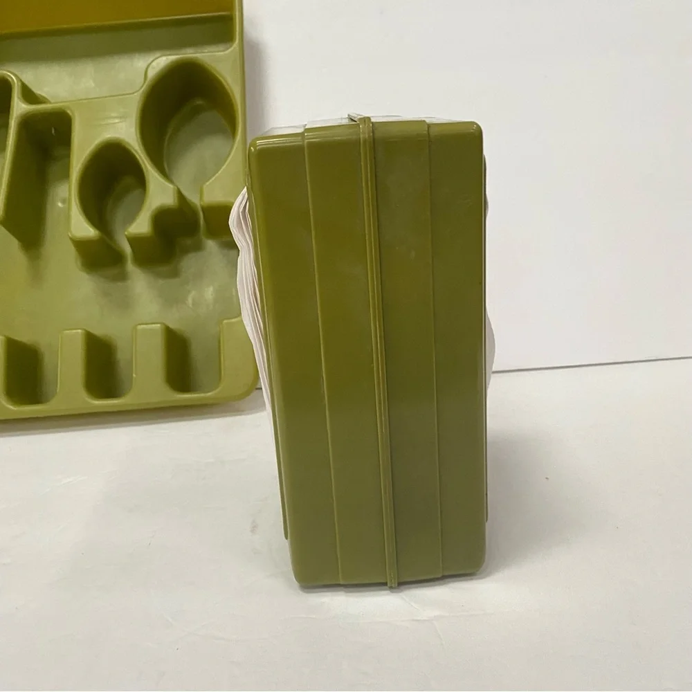 Vtg 70s Avocado Green Rubbermaid Utensil Holder Tray 2922 & Napkin Holder